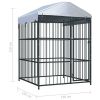 Outdoor Dog Kennel with Roof 59.1"x59.1"x82.7" - Black