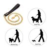 Plated Golden Dogs Leash with Collar Suit Cuban Link Chain Stainless Steel Pet Dog Safety Leash with PU Leather Handle for Dog Lead - Golded