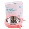 Stainless steel pet bowl hanging bowl tableware overturn proof dog bowl dog bowl cat bowl feeder - Small pink