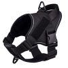 Dog Harness; large dog training tactical chest strap; K9 pet chest strap; vest type reflective dog rope; explosion-proof impulse traction - black - M