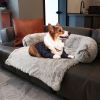 Pet Sofa; Warm Plush Pet Cushion For Indoor Dogs & Cats; Dog Blanket; Washable Pet Bed - Dark Grey - L