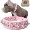 Adjustable Microfiber Leather Spiked Studded Dog Collar with a Squeak Ball Gift for Small Medium Large Pets Like Cats/Pit Bull/Bulldog/Pugs/Husky - PI