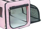 Pet Life Capacious Dual-Expandable Wire Folding Lightweight Collapsible Travel Pet Dog Crate - Pink - Large