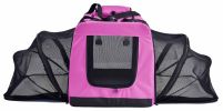 Pet Life 'Hounda Accordion' Metal Framed Soft-Folding Collapsible Dual-Sided Expandable Pet Dog Crate - Pink - Medium