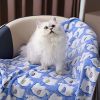 1 Pack 2 Blankets Super Soft Fluffy Premium Cute Elephant Pattern Pet Blanket Flannel Throw for Dog Puppy Cat - Blue - Large (Pack of 2)