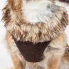 Pet Life Luxe 'Furracious' 2-In-1 Mesh Reversed Adjustable Dog Harness-Leash W/ Removable Fur Collar - Brown - Medium