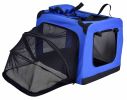 Pet Life 'Hounda Accordion' Metal Framed Soft-Folding Collapsible Dual-Sided Expandable Pet Dog Crate - Blue - Small