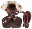 Pet Life Luxe 'Furracious' 2-In-1 Mesh Reversed Adjustable Dog Harness-Leash W/ Removable Fur Collar - Brown - Small