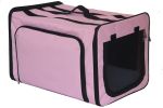 Pet Life Capacious Dual-Expandable Wire Folding Lightweight Collapsible Travel Pet Dog Crate - Pink - Large