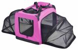 Pet Life 'Hounda Accordion' Metal Framed Soft-Folding Collapsible Dual-Sided Expandable Pet Dog Crate - Pink - Large