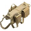 Tactical Dog Harness With Pouches; Adjustable Harness With 3 Detachable Pockets - Khaki - L