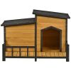 47.2 ' Large Wooden Dog House Outdoor, Outdoor & Indoor Dog Crate, Cabin Style, With Porch - Brown