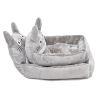 Fashion House Cartoon-Design Sofa Soft Warm Cotton Nest Pet Dog Beds Puppy Kennel - Grey - L