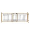 Wood Freestanding Pet Gate;  38"-71" Length Adjustable Dog Gate;  Safety Fence for Stairs Doorways;  Natural - Natural