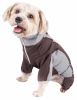 Pet Life Active 'Warm-Pup' Heathered Performance 4-Way Stretch Two-Toned Full Body Warm Up - Brown - Large