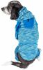 Pet Life Active 'Downward Dog' Heathered Performance 4-Way Stretch Two-Toned Full Body Warm Up Hoodie - Blue - X-Large