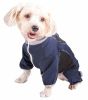 Pet Life Active 'Warm-Pup' Heathered Performance 4-Way Stretch Two-Toned Full Body Warm Up - Navy - Large