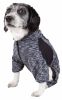 Pet Life Active 'Downward Dog' Heathered Performance 4-Way Stretch Two-Toned Full Body Warm Up Hoodie - Black - X-Large