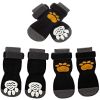 Chrismas Anti-Slip Dog Socks; Waterproof Paw Protectors with Reflective Straps Traction Control for Indoor & Outdoor Wear; 4pcs - Yellow dog claw - S