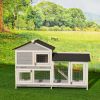 Chicken House; 58" Waterproof Wooden Animal Hutch; Indoor Outdoor Chicken Coop Rabbit Hutch Kit w/Roof; Garden Backyard Rabbit Cage/Guinea Pig House/H