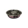 Slow Feeder Spill Proof Pet Bowl with Rubber Base and Bone Design; Pink and Black - as Pic