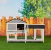 Chicken House; 58" Waterproof Wooden Animal Hutch; Indoor Outdoor Chicken Coop Rabbit Hutch Kit w/Roof; Garden Backyard Rabbit Cage/Guinea Pig House/H