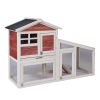 Rabbit Hutch Indoor Outdoor; Wooden Chicken Coop; Bunny Cage Hen House with Run; Ventilation Door; Removable Tray; Ramp; Sunlight Panel; Backyard Gard