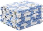 1 Pack 2 Blankets Super Soft Fluffy Premium Cute Elephant Pattern Pet Blanket Flannel Throw for Dog Puppy Cat - Blue - Medium (Pack of 2)