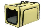 Pet Life Capacious Dual-Expandable Wire Folding Lightweight Collapsible Travel Pet Dog Crate - Khaki - X-Large