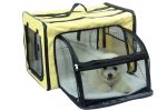 Pet Life Capacious Dual-Expandable Wire Folding Lightweight Collapsible Travel Pet Dog Crate - Khaki - X-Large