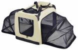 Pet Life 'Hounda Accordion' Metal Framed Soft-Folding Collapsible Dual-Sided Expandable Pet Dog Crate - Khaki - Small