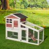 Rabbit Hutch Indoor Outdoor; Wooden Chicken Coop; Bunny Cage Hen House with Run; Ventilation Door; Removable Tray; Ramp; Sunlight Panel; Backyard Gard