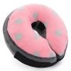 Soft Dog Cone Collar for After Surgery - Inflatable Dog Neck Donut Collar - Elizabethan Collar for Dogs Recovery - CQLQ07-Pink Grey dot - L