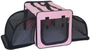 Pet Life Capacious Dual-Expandable Wire Folding Lightweight Collapsible Travel Pet Dog Crate - Pink - Large