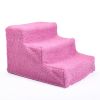 3 Steps Pet Stairs for Dogs and Cats - Dark pink - Dark Pink