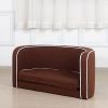 Brown Pet Sofa with Wooden Structure and Linen Goods White Roller Lines - Default