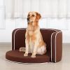 Brown Pet Sofa with Wooden Structure and Linen Goods White Roller Lines - Default