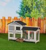 Chicken House; 58" Waterproof Wooden Animal Hutch; Indoor Outdoor Chicken Coop Rabbit Hutch Kit w/Roof; Garden Backyard Rabbit Cage/Guinea Pig House/H