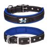 Pet dog collar; diving cloth reflective nylon collar; medium and large dog collar - Black ribbon: dark blue - L 2.5*(48-58)CM