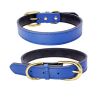 Genuine Leather Dog Collar; Wide Dog Collar; Soft Padded Breathable Adjustable Tactical Waterproof Pet Collar - Deep blue - S 37*1.5cm