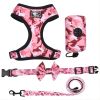 4Pcs Set Reflective No Pull Dog & Cat Harness Collar Leash With Dog Poop Bag For Small Medium Dog - Pink - L