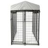 6.9 x 3.3 x 5.6 ft Dog Kennel with Waterproof Cover, Welded Wire Outdoor Dog Playpen, Black - black