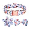 1pc Adjustable Soft Dog Collar With Print Flower Multicolor Cute Patterns - Orange - L