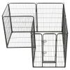 Dog Playpen 8 Panels Steel 31.5"x39.4" Black - Black