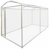 Outdoor Dog Kennel with Canopy Top 13'x6'x7.9' - Silver
