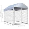 Outdoor Dog Kennel with Roof 78.7"x39.4"x49.2" - Silver