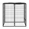 Dog Playpen 6 Panels Black 19.7"x39.4" Powder-coated Steel - Black