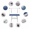 NEW HIGH QUALITY FOLDING PET GROOMING TABLE STAINLESS LEGS AND ARMS BLUE RUBBER TOP STORAGE BASKET - as Pic