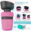 Portable Dog Water Bottle Foldable Pet Feeder Bowl Water Bottle Pets Outdoor Travel Drinker Bowls Drinking Bowl Puppy BPA Free - Pink 500ml - Wholesal