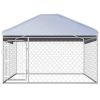 Outdoor Dog Kennel with Roof 78.7"x78.7"x53.1" - Silver